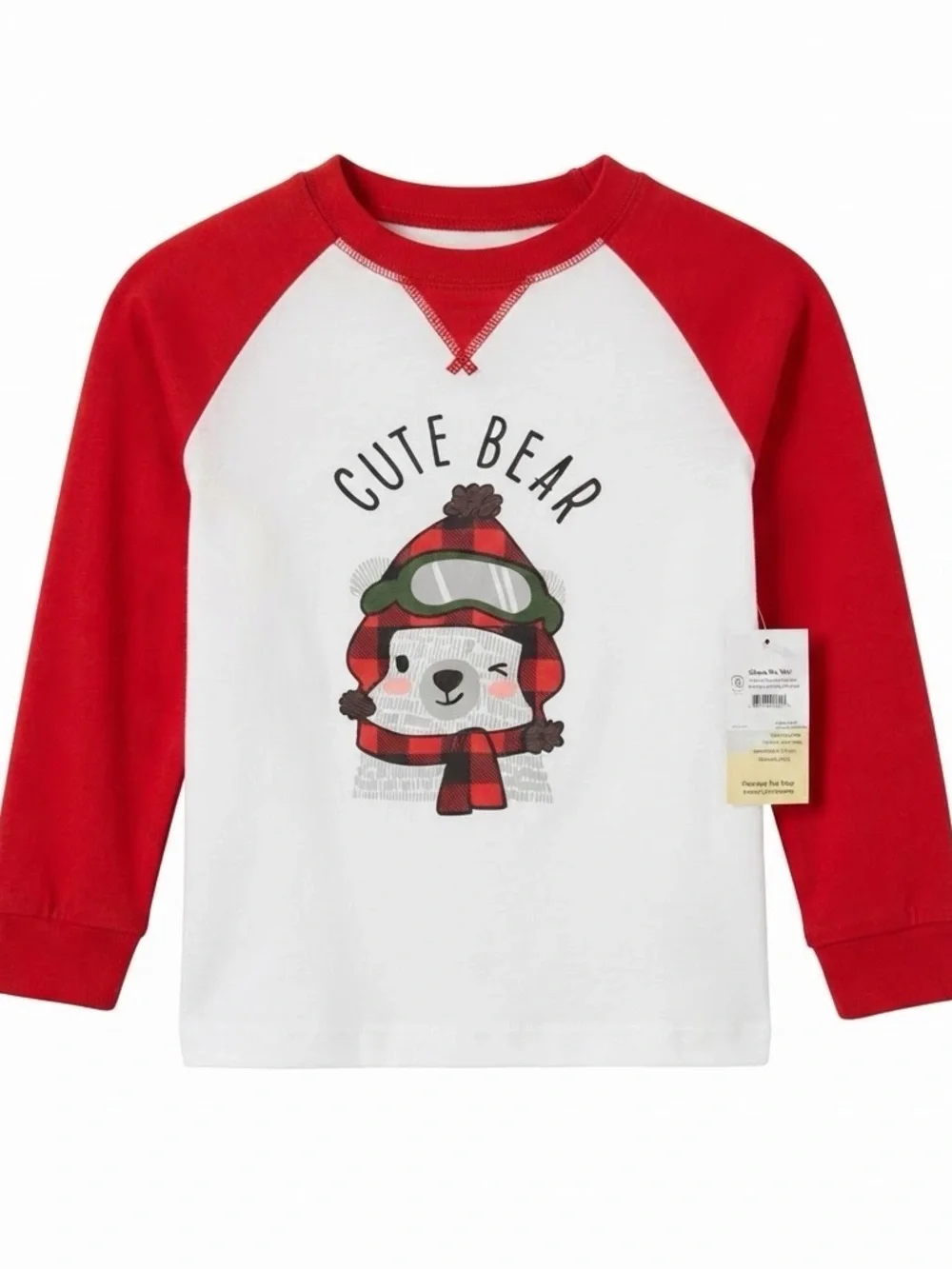 Jammies For Your Families Girls 7/8 Cute Bear Christmas Pajama Top NWT